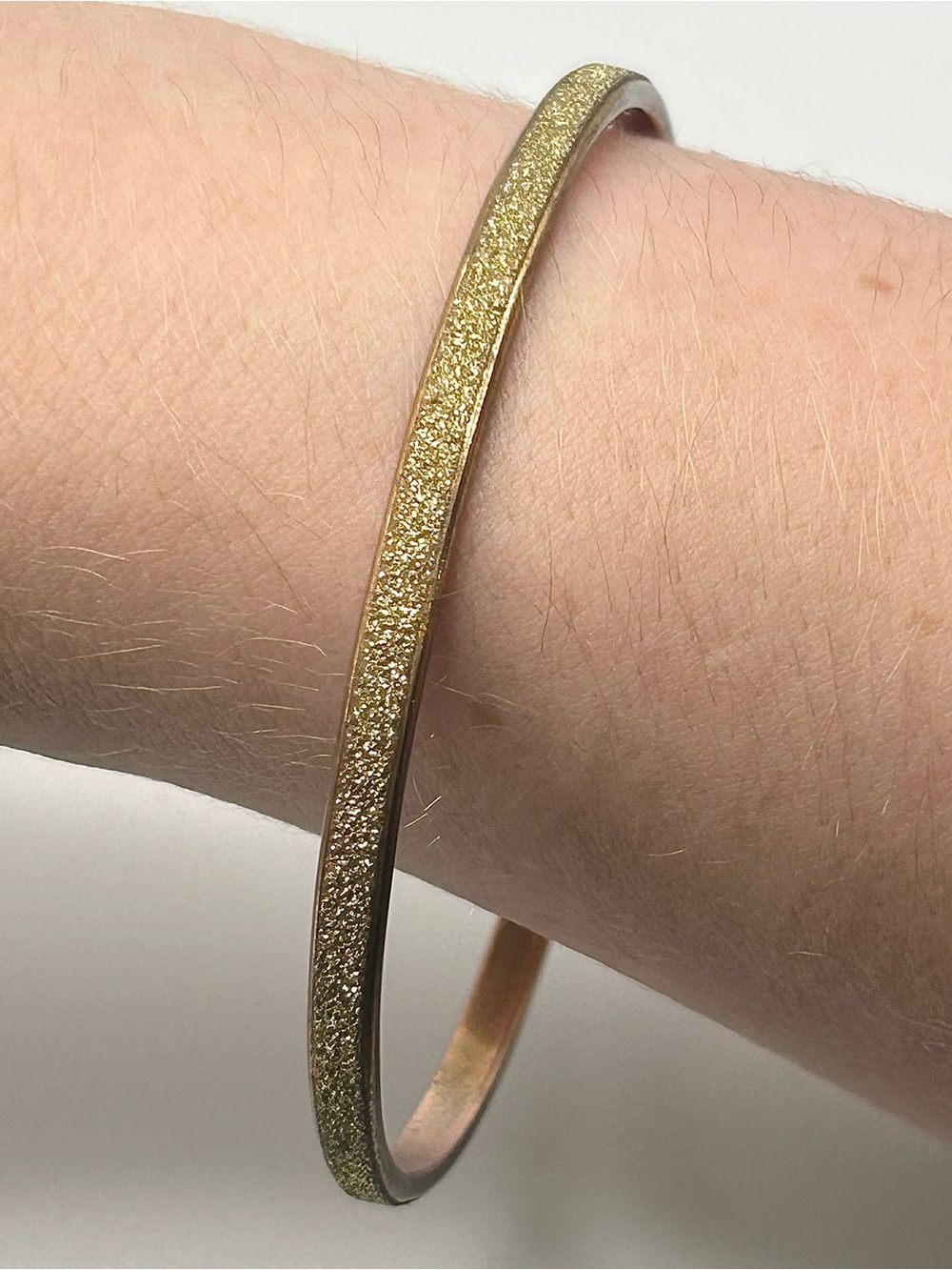 Gold Glitter Slim Bangle Bracelet - Sparkly Jewelry for Women, Dainty Accessory